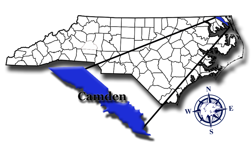 NC Map with Camden County Location, Mill Run QHOC Homes